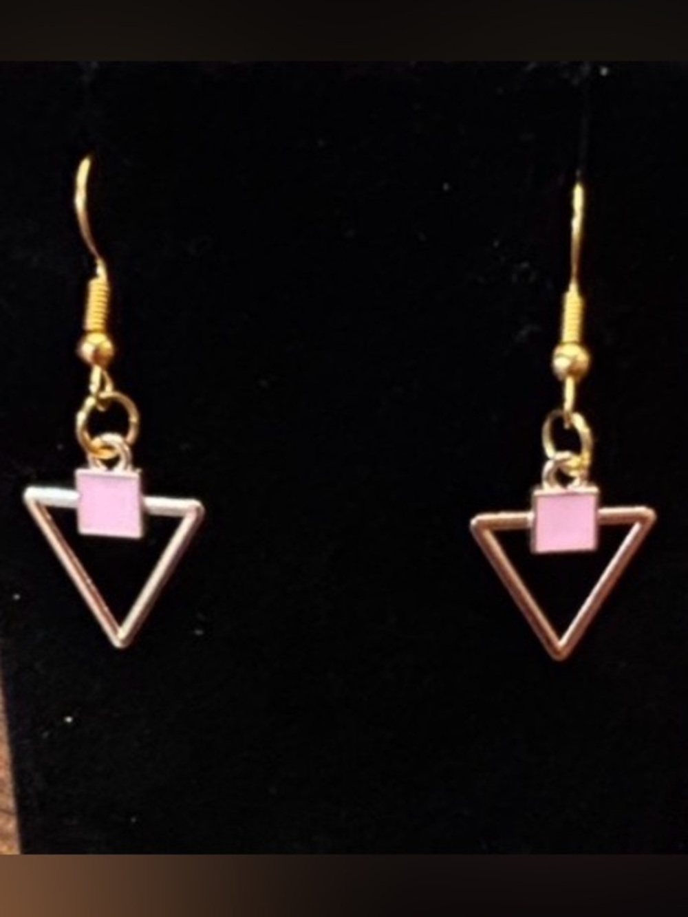 New 80s vibes Pink and Gold tone Geometric triangle Earrings
